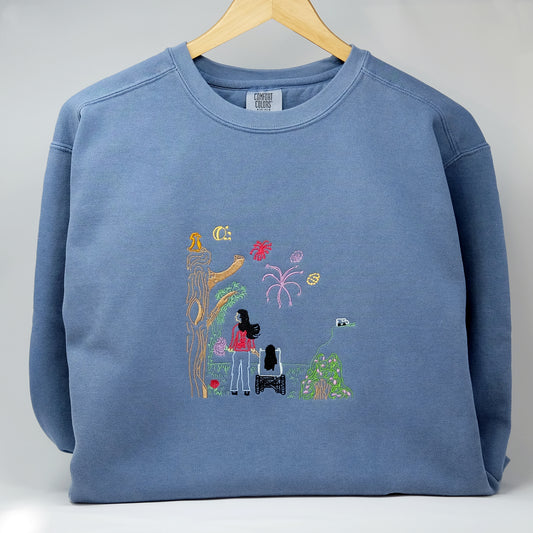 Kids' Drawing Embroidered Crewneck Sweatshirt