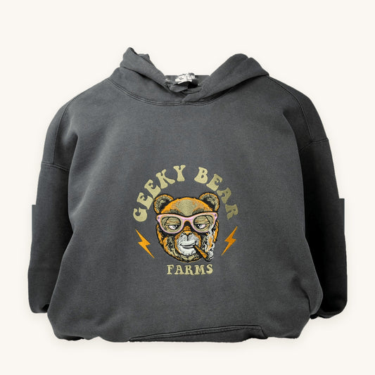 Child's drawing embroidered on a charcoal hoodie