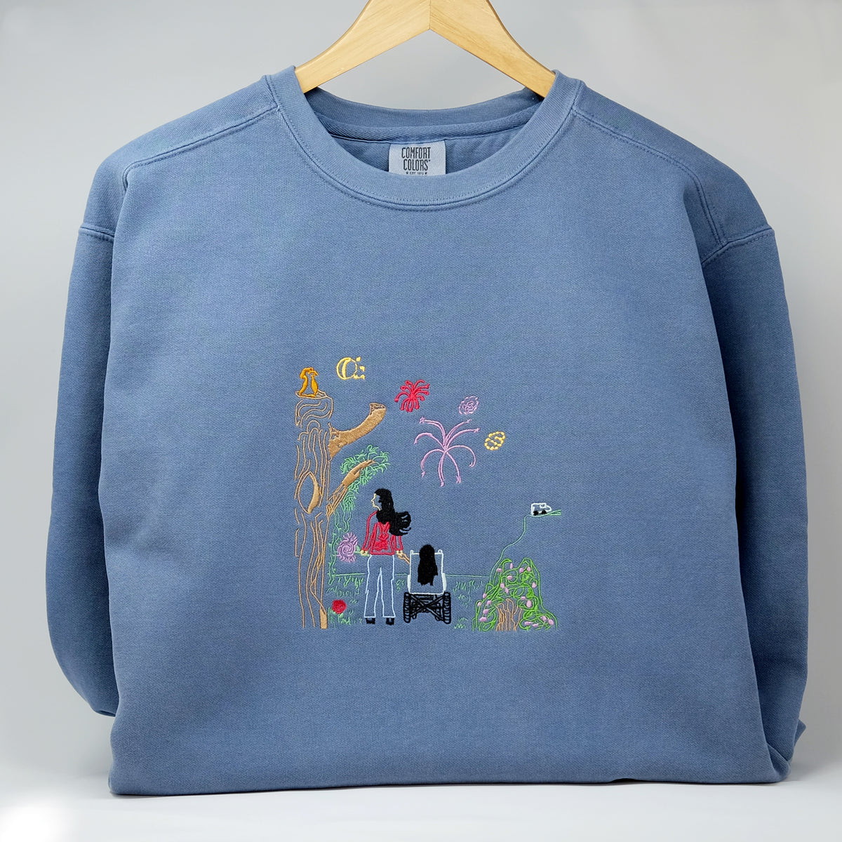 Kids' Drawing Embroidered Crewneck Sweatshirt