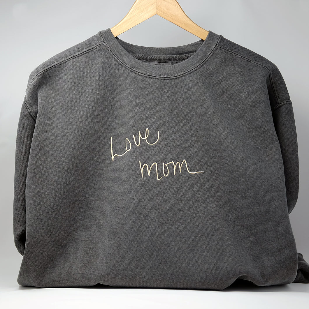 Custom Handwriting Embroidered on Premium Crewneck Sweatshirt